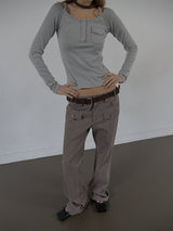 MULTI BUCKLE SUEDE BELT / BROWN