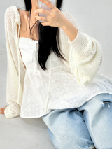 RIBBON POINT MESH CARDIGAN🤍🩷🩵💛🖤 - 5 COLORS