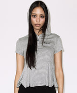STRIPE HOOD FLARE TOP (GRAY) F26QB072