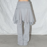 [Set] Unbalance Skirt Layered Pintuck Pants (Gray) F25QD894