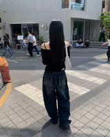 バックポケットメガデニムパンツ