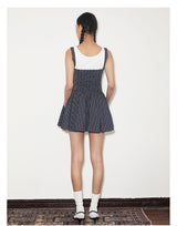 rirri Summer Collection 100% Cotton Textured Stripes Tie-Detail Resort Princess Style Dress (Excludes Inner Camisole）