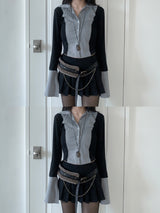 Youth Contrast Stripe Slim-fit Long Sleeve Shirt 