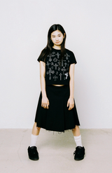スケッチクロスエンジェルTシャツ - ブラック