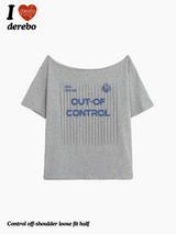 Control off-shoulder loose fit short-sleeved T-shirt