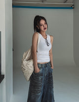 [U-BASIC] Basic U-neck Merryyas Ribbed Sleeveless