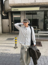 No.1494 カラーストライプクロップシャツ