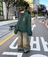 Oversized Two-Way Washed Puffer Jacket (6oz)