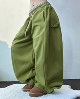 FLEECE❤SNAP POINT BALLOON TRAINING PANTS💚🩷🧸🩶🖤6COLOR