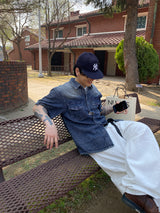 No.1209 cool denim washing half SHIRT (3color)