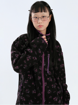 flower fleece jacket (black)