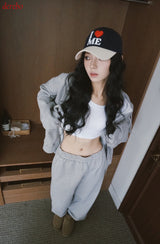Napping Thick Soft Hooded Zip-Up Set