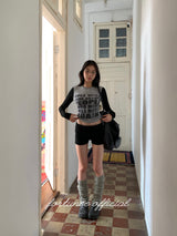 ブラックニットバンディングショートパンツ