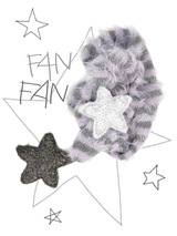 Fluffy Striped Scarf with Star Accents at Both Ends, Cozy Long-Yarn Wrap for Autumn & Winter