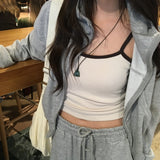 ポチ カラーブロック ストレッチ スリーブレストップ タンクトップ (4 Colors)
