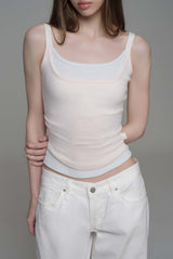 Doubles soft layered camisole top, Pink