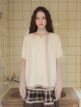 Back ribbon flare top / ivory