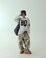 [UNISEX] ピンタックカーモカーペンターワイドパンツ