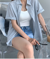 Rear Stripe Short Sleeve Shirt / 2 colors