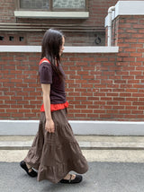 コーセル Uネック サイドシャーリング ショートスリーブTシャツ