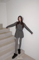 wool fleece stripe strap pumpkin dress