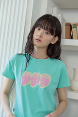 26SS★ ポップストロベリークロップ半袖Tシャツ