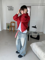 SAND WASHED WIDE JEANS (2C)