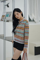Nordic round knit cardigan