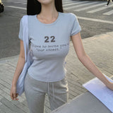 [MADE/7color] タイニーリブレタリング半袖Tシャツ