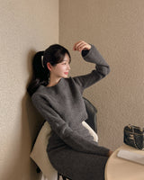 Crop knit & long skirt set