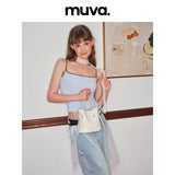muva. Original Square Genuine‑Leather Bucket Bag for Women, New Cross‑body & Shoulder Handbag, High‑Texture 2024, New Arrival Jun 1