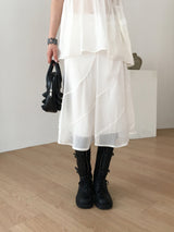 Ripple chiffon midi skirt