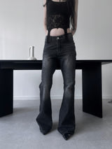 washed slub bootcut denim (2color)