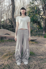 Lace jogger pants (Gray)