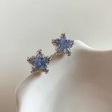 Sparkling Blue Star Stud Earrings