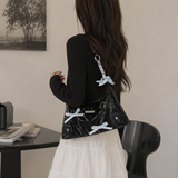 Balletcore Look Ribbon Bow Tie Chain Shoulder Bag