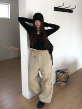 Brim brushed wrap button hoodie