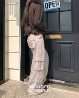 [MADE] インクカラーブロックポケットカーゴワイドロングパンツ