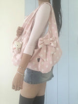 Bunny Ribbon Hobo Bag _ Baby pink