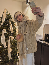 [wool20%] エリーボカシウェービングマフラー