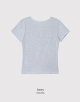 デイリーボーダーUネックショートスリーブTシャツ (3color)