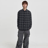 ルーズチェックシャツ (BLACK)