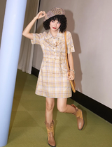 バーティカルストライプ半袖シャツドレス