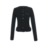 Frilling knit cardigan 001