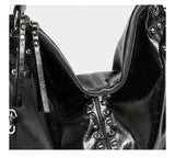 Y2K Stud Buckle 2-Way Moto Shoulder Bag