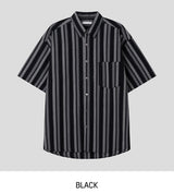 Rose Stripe Overfit Short Sleeve Shirt