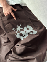 HIGH QUALITY 🐣 KOREAN / STRING 🐣 HIGHTEEN TEENAGER TATTOO LETTERING COTTON WIDE BALLOON LONG PANTS 🐣🤎🖤🩶💚 - 5 COLORS