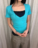 Perton Deep V-Neck Short Sleeve T-Shirt