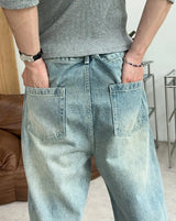 B-Ed Cut Curved Denim Pants