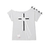 Cross Off-Shoulder T-shirt - White